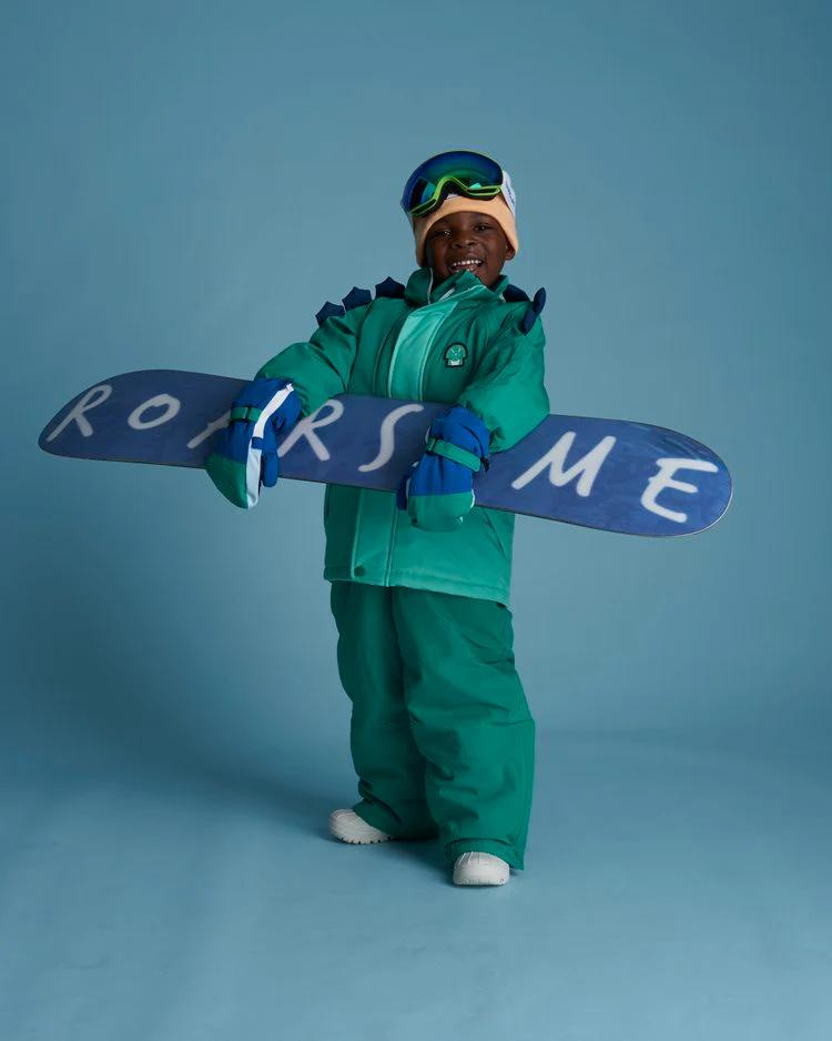 Kids Ski Gloves - Blue/Green
