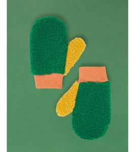 Fleece Mittens - Green/Orange