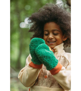 Fleece Mittens - Green/Orange