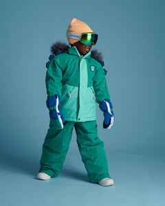 Kids Ski Gloves - Blue/Green