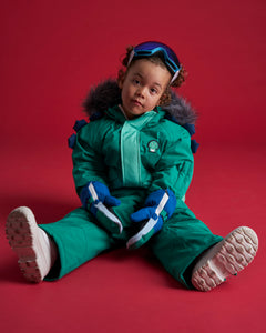 Kids Ski Gloves - Blue/Green