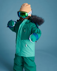 Kids Ski Gloves - Blue/Green