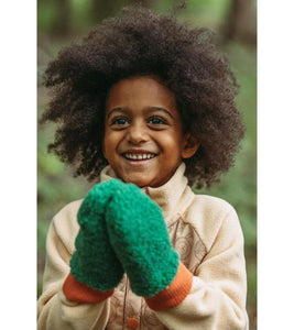 Fleece Mittens - Green/Orange