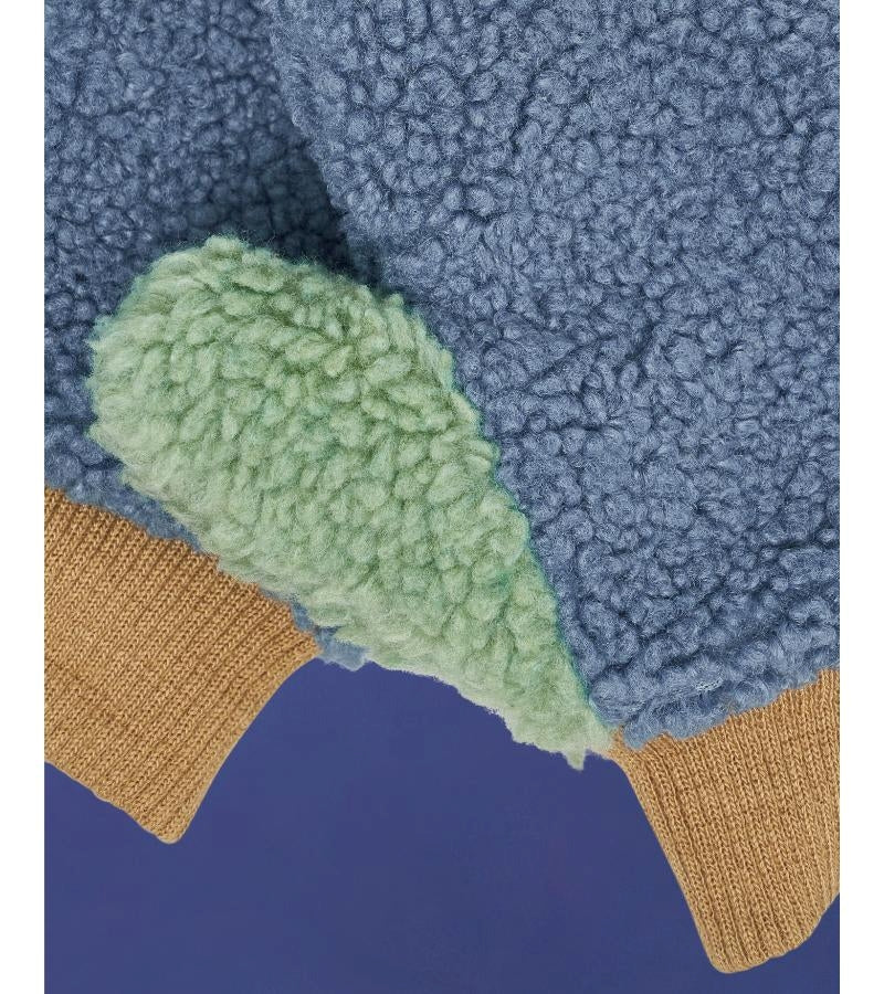 Fleece Mittens - Blue/Beige