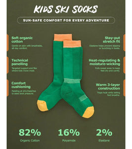 Green/Orange - Kids Ski Socks
