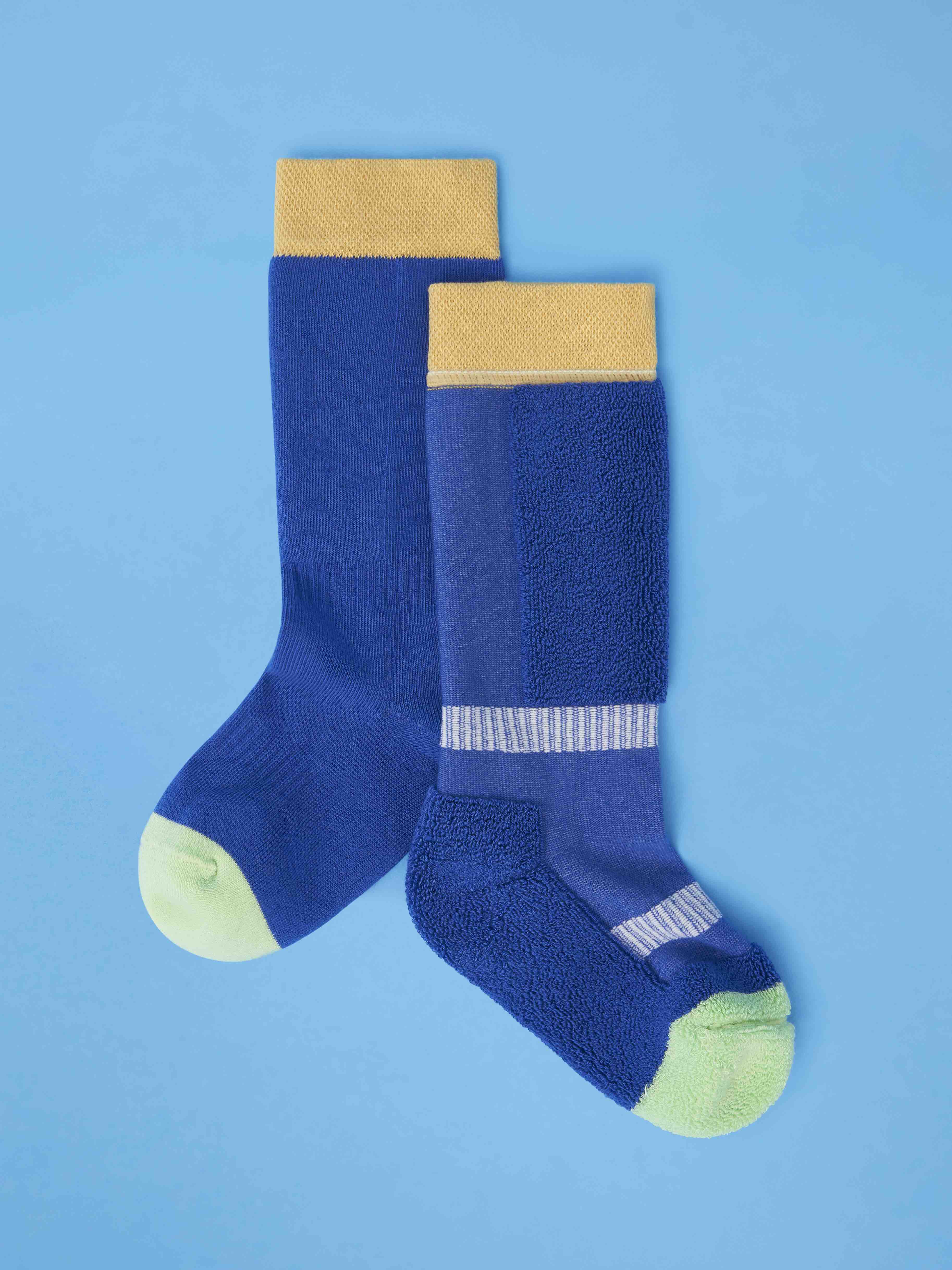 Blue/Beige - Kids Ski Socks
