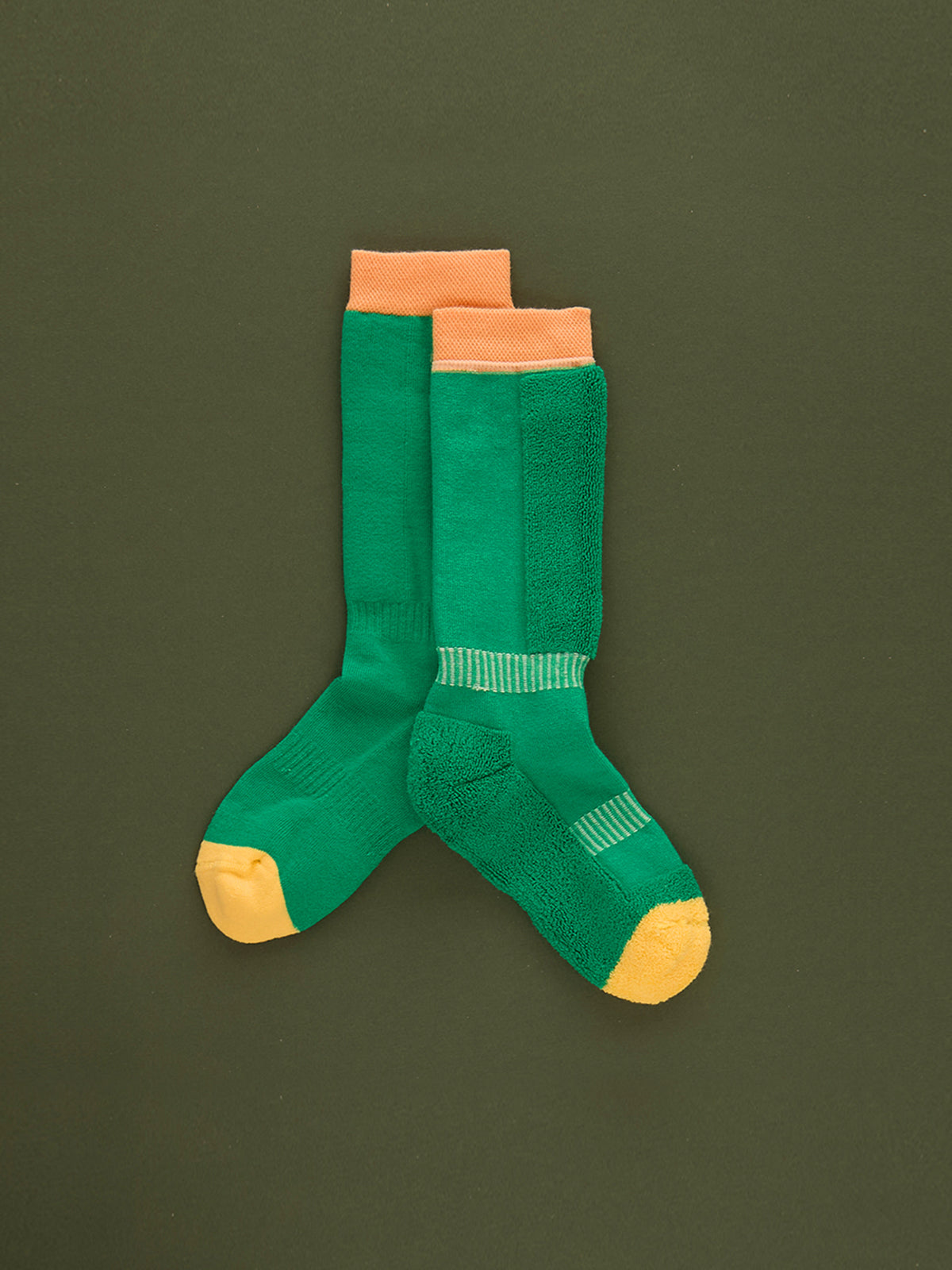 Green/Orange - Kids Ski Socks