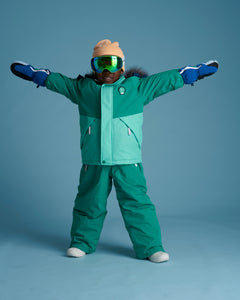 Kids Ski Gloves - Blue/Green