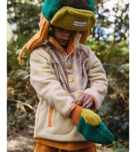 Fleece Mittens - Green/Orange