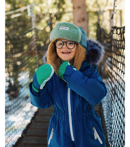 Kids Ski Gloves - Blue/Green