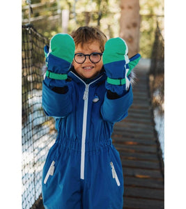 Kids Ski Gloves - Blue/Green