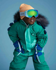Kids Ski Gloves - Blue/Green