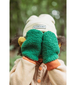 Fleece Mittens - Green/Orange