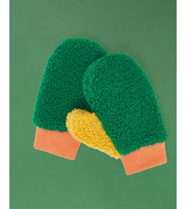 Fleece Mittens - Green/Orange