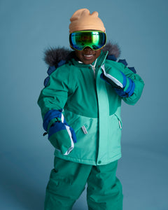 Kids Ski Gloves - Blue/Green