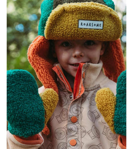 Fleece Mittens - Green/Orange