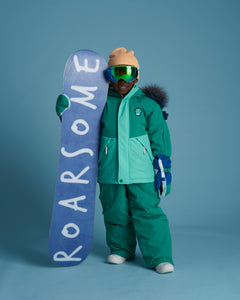 Kids Ski Gloves - Blue/Green